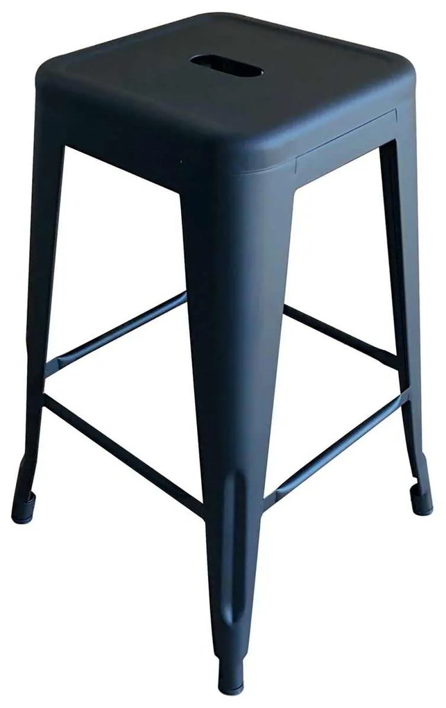 RELIX Σκαμπό Bar H.64cm Στοιβαζόμενο, Μέταλλο Βαφή Μαύρο Matte 43x43 H.64cm