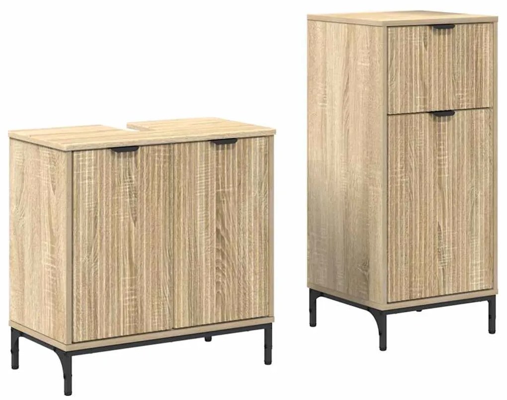 vidaXL Σετ Επίπλων Μπάνιου με ράφι 2 pcs Sonoma Δρυς 39.5 x 36 x 88 εκ