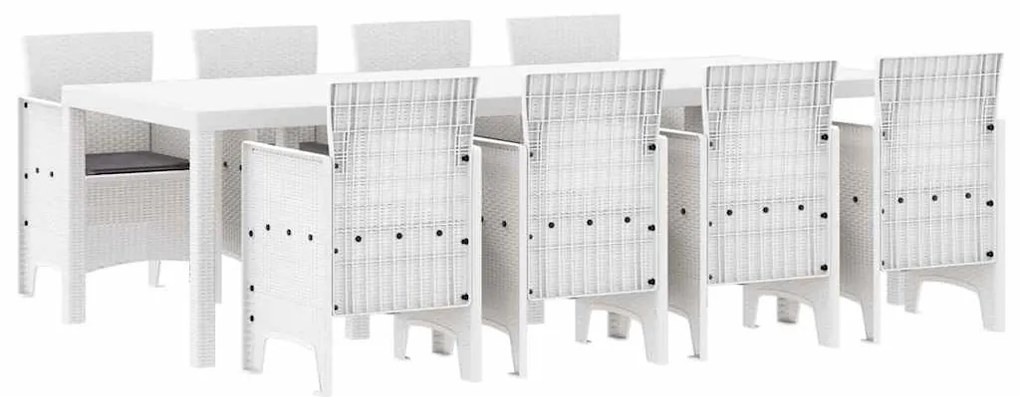 vidaXL Σέτ φαγητού για κήπο 9 pcs Ανοιχτό γκρι Rattan Polt