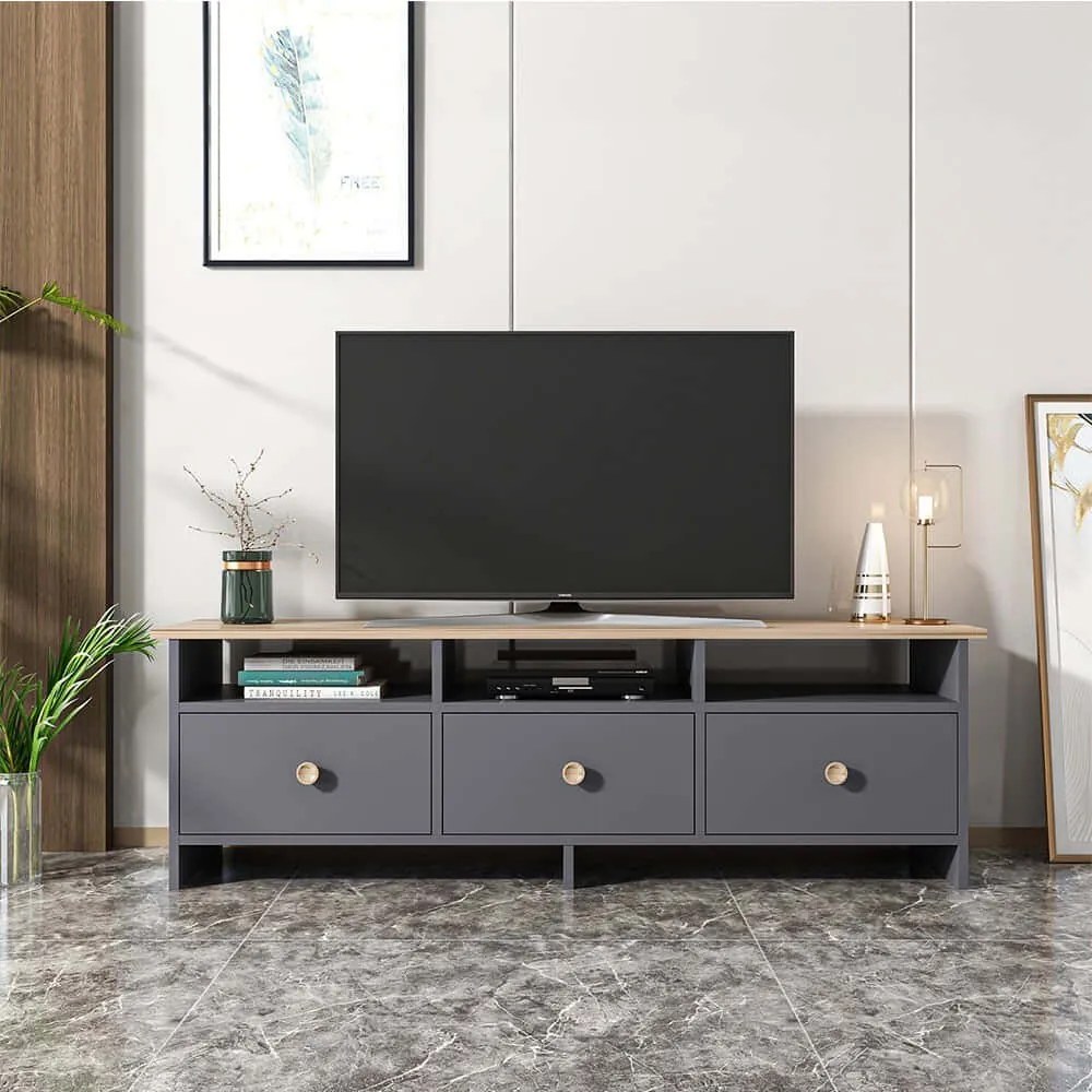 Έπιπλο Τηλεόρασης Oslo 382NRC1106 150x36x47cm Anthracite