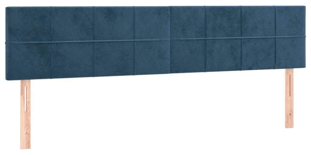 Κρεβάτι Boxspring με Στρώμα &amp; LED Σκ. Μπλε 120x190εκ. Βελούδινο - Μπλε