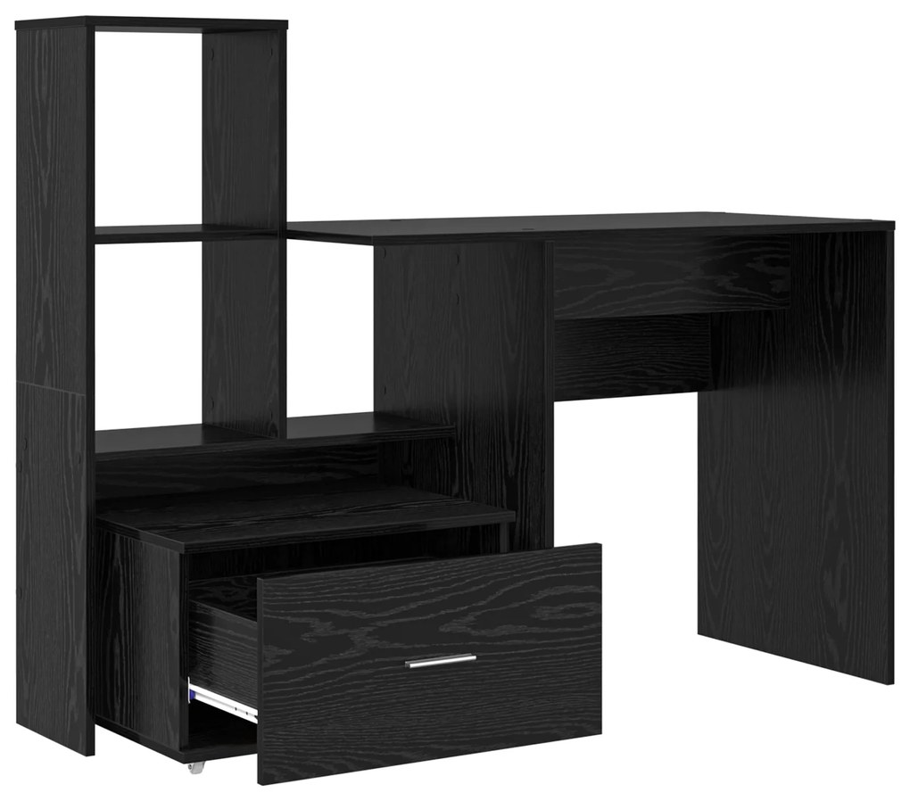 vidaXL Γραφείο Μαύρη δρυς 131.5 x 50 x 106.5 εκ. Επεξεργασμένο ξύλο
