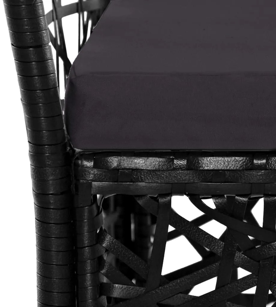 vidaXL Σετ Τραπεζαρίας Εξωτερικού Χώρου 7 τεμ. Μαύρο Συνθετικό Ρατάν