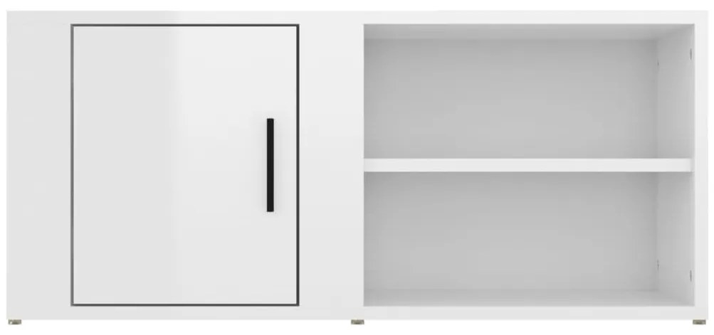 vidaXL Έπιπλο Τηλεόρασης Γυαλ. Λευκό 80x31,5x36 εκ.Επεξεργασμένο Ξύλο