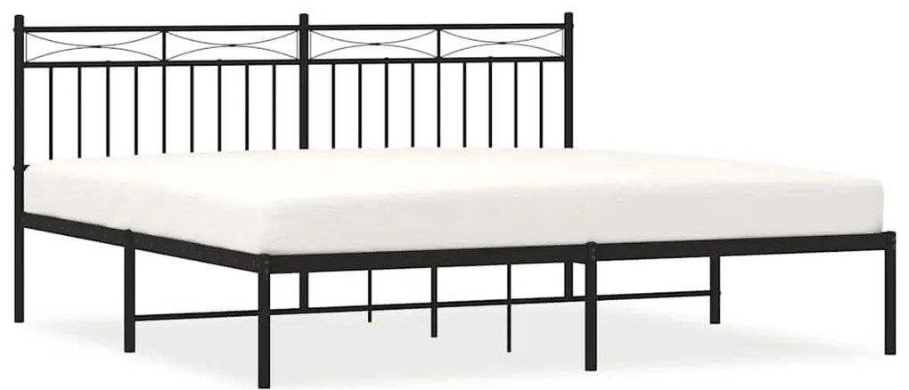 vidaXL Πλαίσιο Κρεβατιού με Κεφαλάρι Μαύρο 183 x 213 εκ. Μεταλλικό