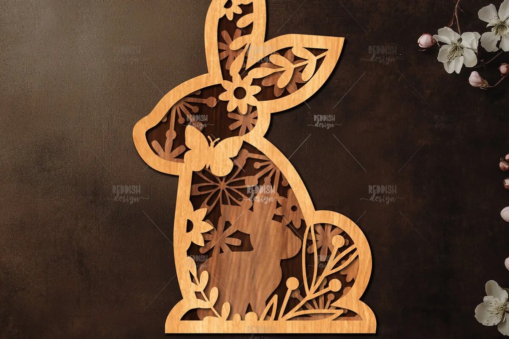 Intra απο ξύλο plywood 3mm-4mm πάχος Τρισδιάστατη Πασχαλινό λαγουδάκι Δίασταση 15x15 cm INTRAFABR-116455712