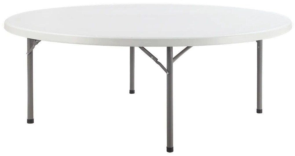 Τραπέζι Catering Στρογγυλό ArteLibre TILIA Πτυσσόμενο (Βαλίτσα) Λευκό/Γκρι HDPE/Μέταλλο Φ150x74cm