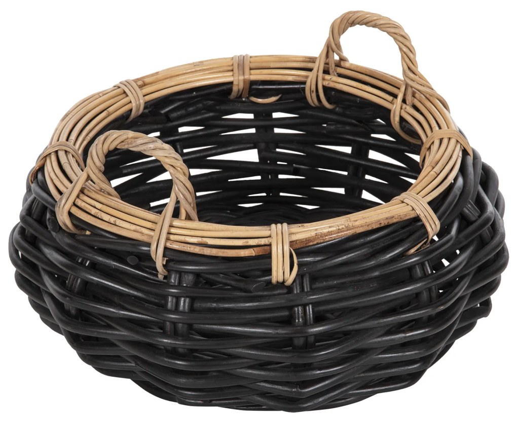 ΚΑΛΑΘΙ ΔΑΠΕΔΟΥ POTTS HM4378 ΜΑΥΡO&amp;ΦΥΣΙΚΟ ΧΡΩΜΑ- CL RATTAN Φ62x36Yεκ.