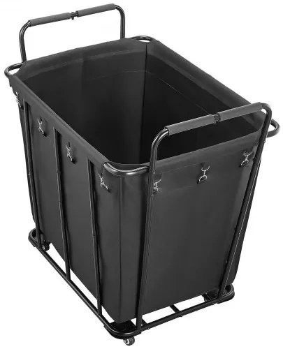VEVOR Laundry Cart, Rolling Grocery Utility Cart with Waterproof Liner & Swivel Wheels, 118 KG Large Load Capacity, Heavy Duty Shopping Basket for Laundry, Shopping, Camping, Grocery, Luggage, Black