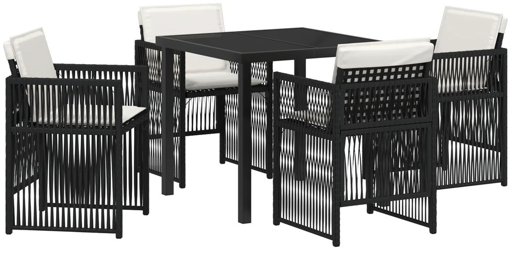 vidaXL Σέτ φαγητού για κήπο 5 pcs Μαύρο Πολυ ράταν