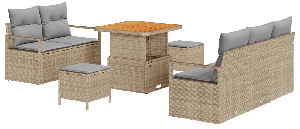vidaXL Σετ Καναπέ Κήπου 8 pcs Μπεζ, Ανοιχτό Γκρι 80 x 80 x 71 cm