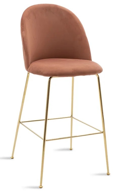 Σκαμπό μπαρ Ruth pakoworld μεταλλικό χρυσό gloss-βελούδο σάπιο μήλο