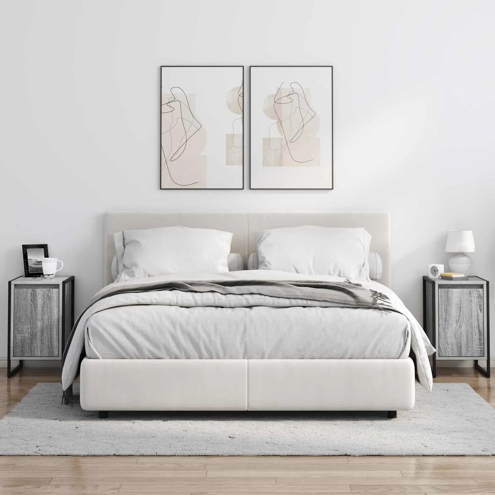 vidaXL Κομοδίνο Γκρίζο Σονομα 39,5 x 30 x 50 εκ Επεξεργασμένο ξύλο