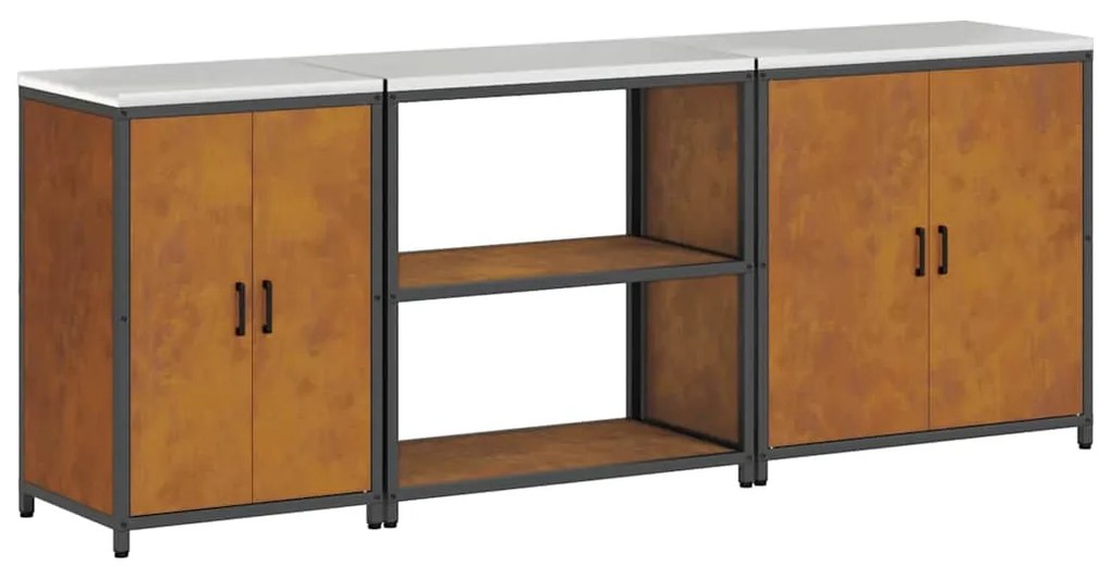 vidaXL Σετ Αποθήκευσης Κουζίνας με ράφι με αποθήκευση 3 pcs Σκ rusty