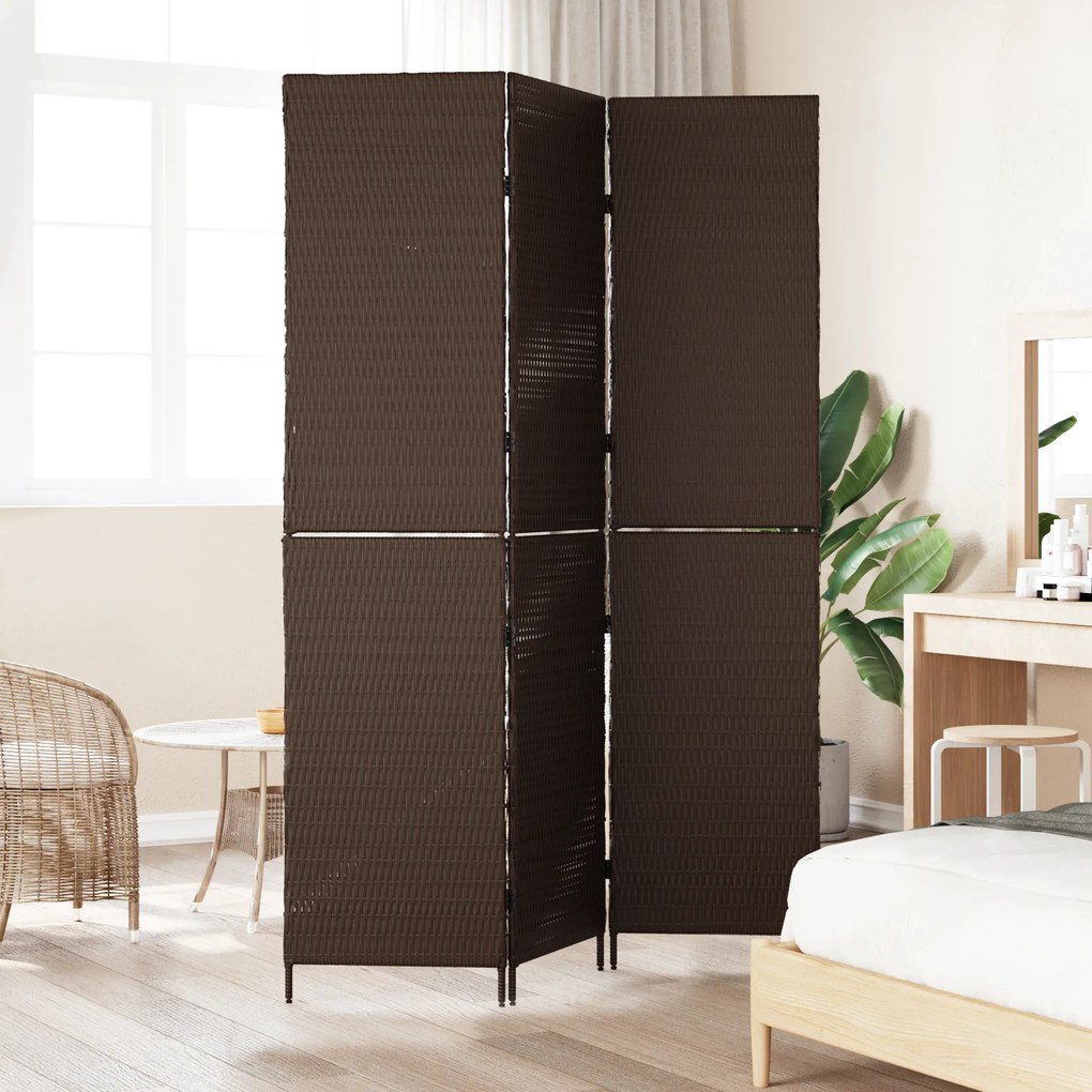 vidaXL Χωρίσματα Δωματίου 3 Πάνελ Φορητά Καφέ 146x180 εκ. Πολυρατάν