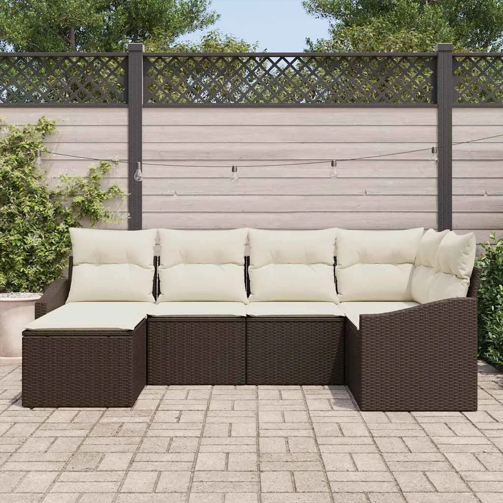 vidaXL Σετ Καναπέ Κήπου 6 pcs Καφέ Πολυ ράταν