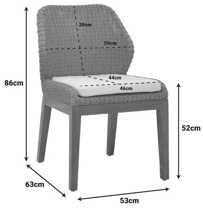 Καρέκλα Swinton σκελετός αλουμινίου με teak πόδι σε φυσική απόχρωση και κρεμ ύφασμα 53x63x86εκ 53x63x86 εκ.