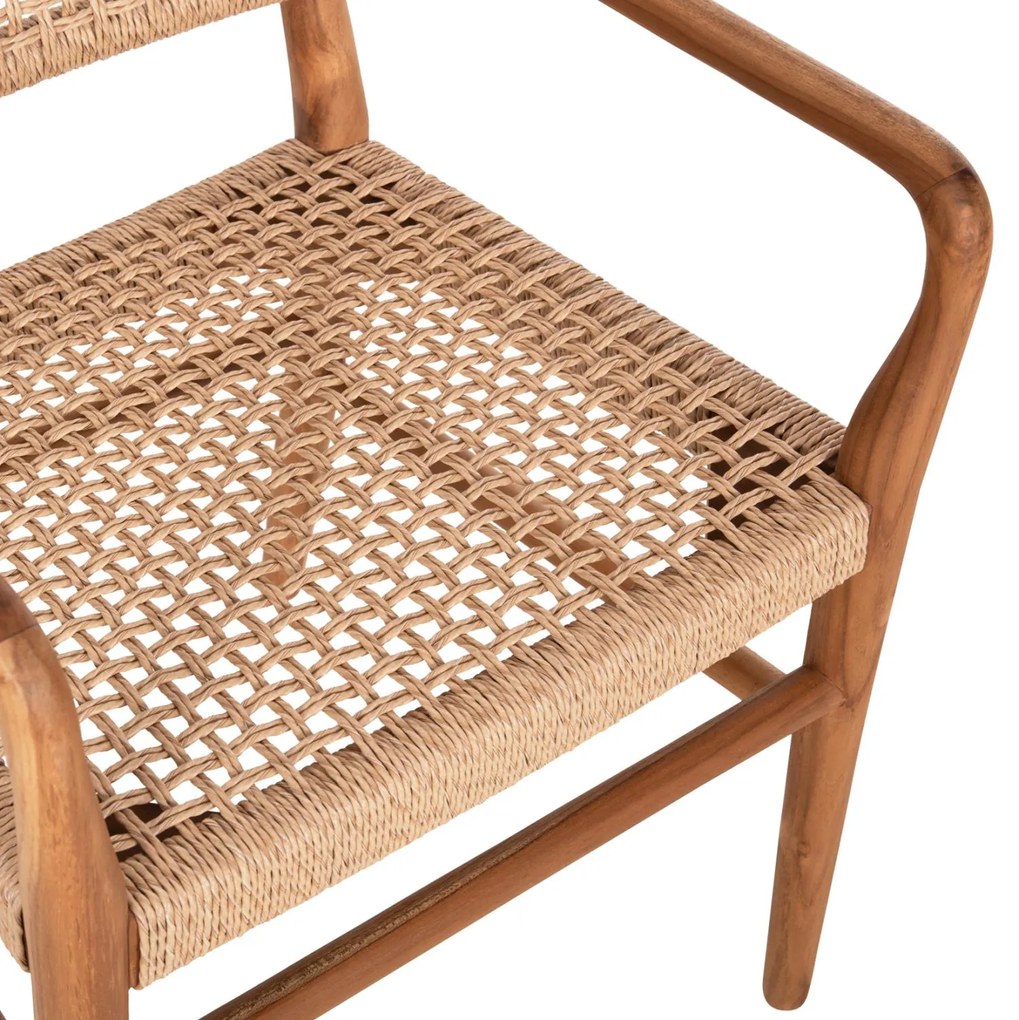 Πολυθρόνα ROSCO Ξύλο Teak Φυσικό και Σχοινί Viro ΜΠέζ 56x54,5x78Υεκ. 56x54.5x78 εκ.