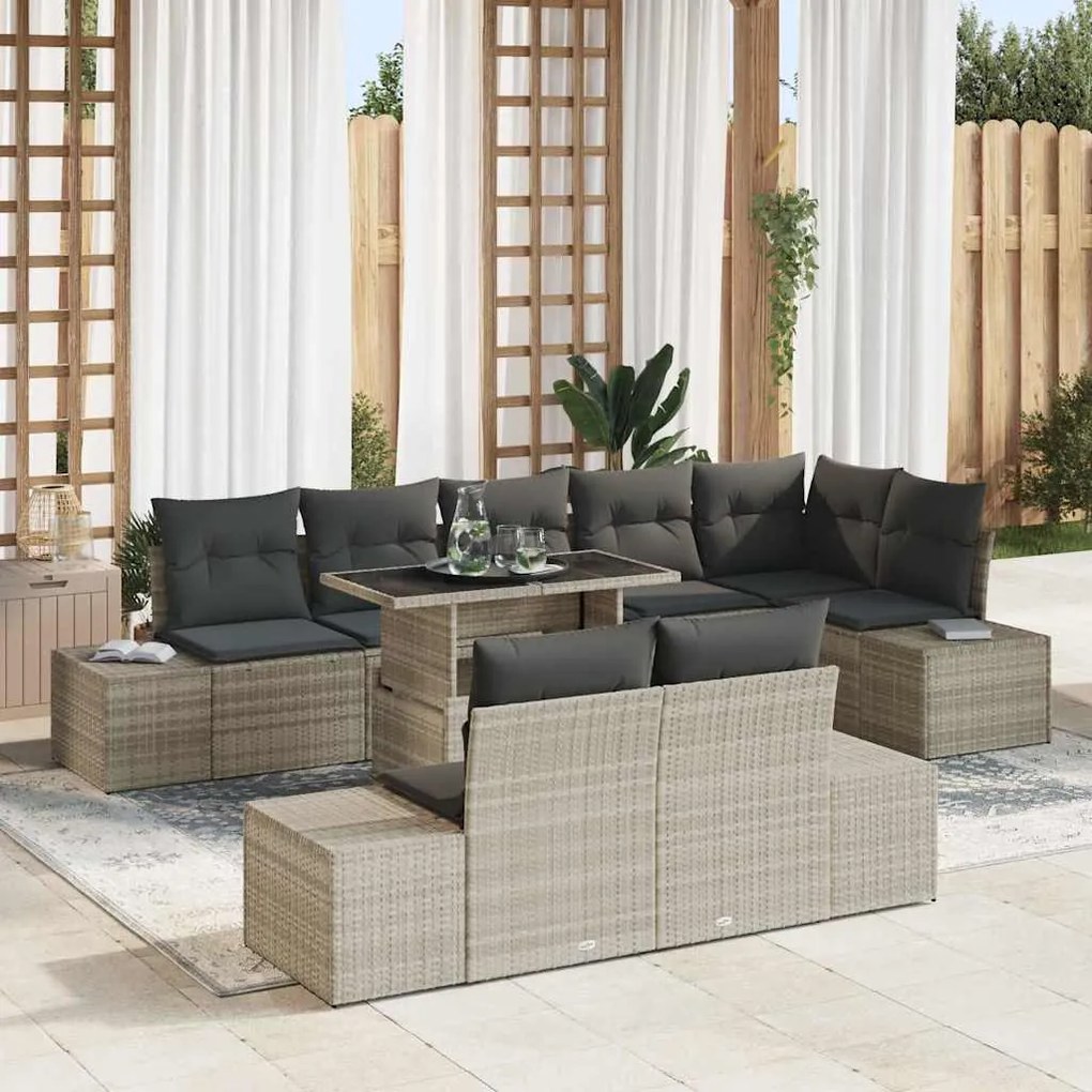 vidaXL Σετ Καναπέ Κήπου 9 pcs Ανοιχτό γκρι 100 x 55 x 73 εκ