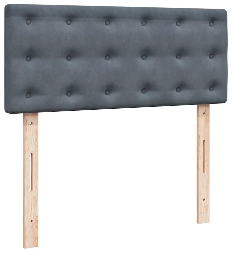 vidaXL Κρεβάτι Boxspring με Στρώμα Σκούρο Γκρι 120x190 εκ. Βελούδινο