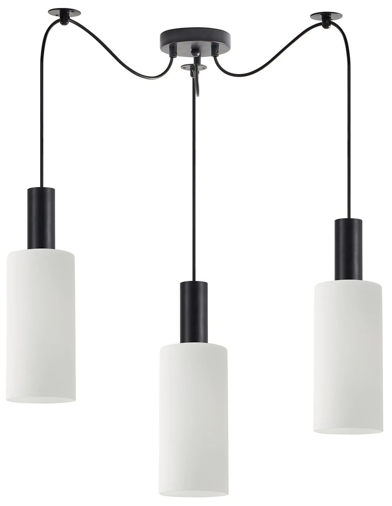 Φωτιστικό Οροφής SE21-BL-4-BL3-GL3 ADEPT TUBE Black Pendant White Glass+ - 51W - 100W - 77-8563