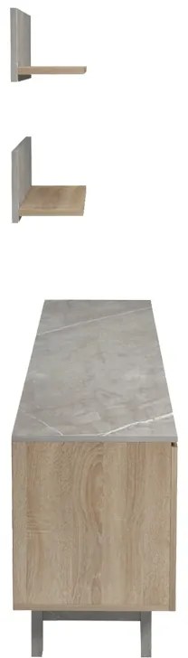 Σύνθετο σαλονιού Kasia pakoworld μπεζ μαρμάρου-sonoma 180x35x48.5εκ