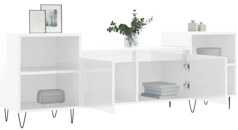 vidaXL Έπιπλο Τηλεόρασης Γυαλ. Λευκό 160x35x55 εκ. Επεξεργασμένο Ξύλο