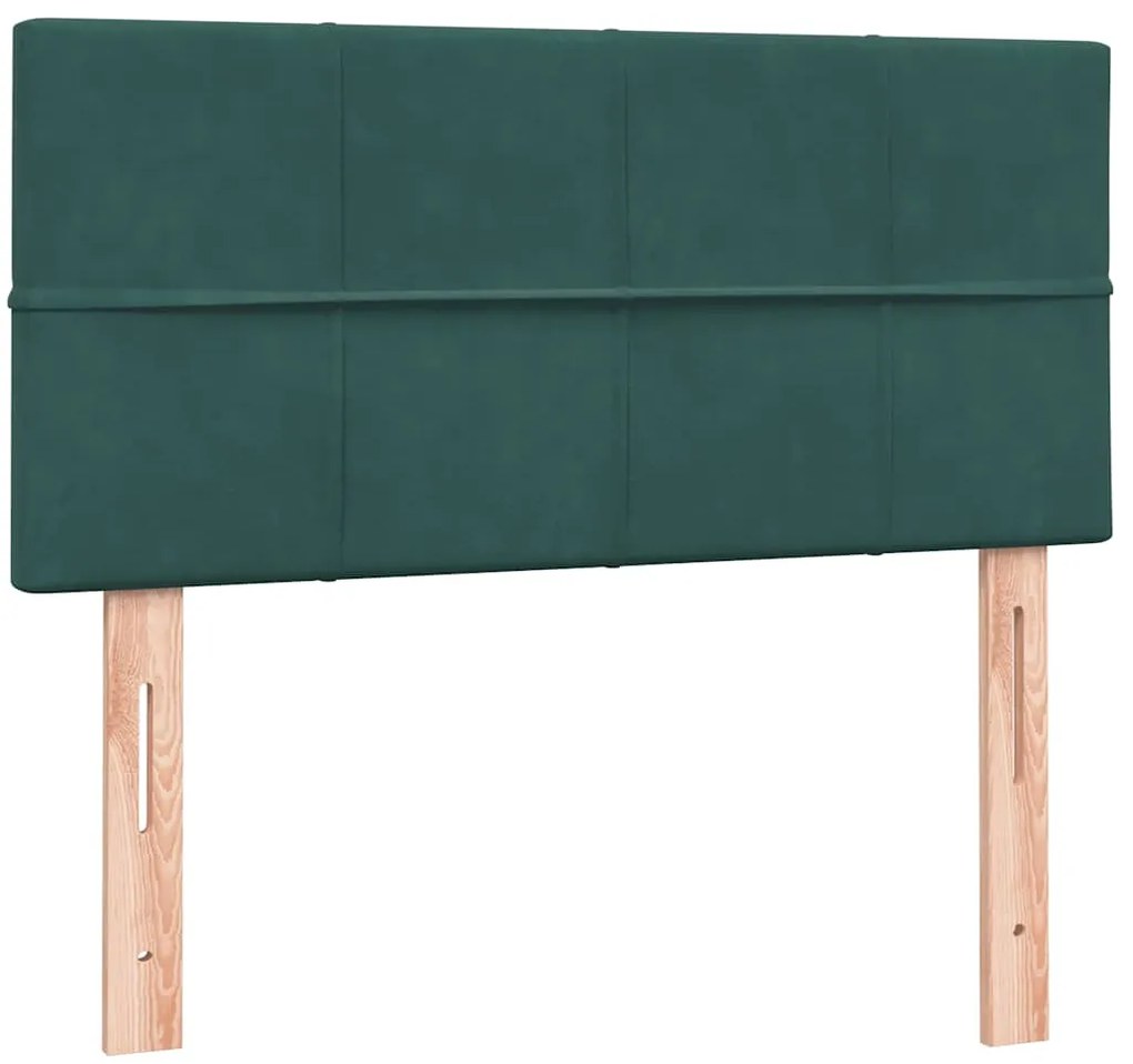 vidaXL Box Spring κρεβάτι με στρώμα σκούρο πράσινο 90x210εκ. Βελούδινο