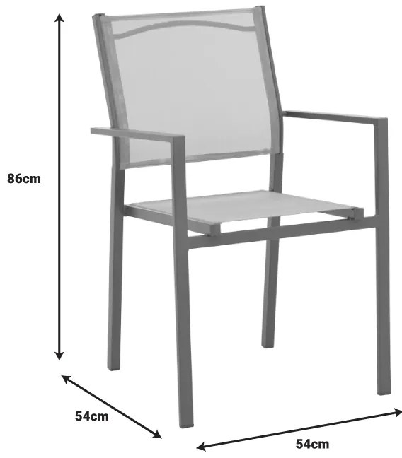 Πολυθρόνα Confidence pakoworld μαύρο μέταλλο και μαύρο textilene 54x54x86εκ