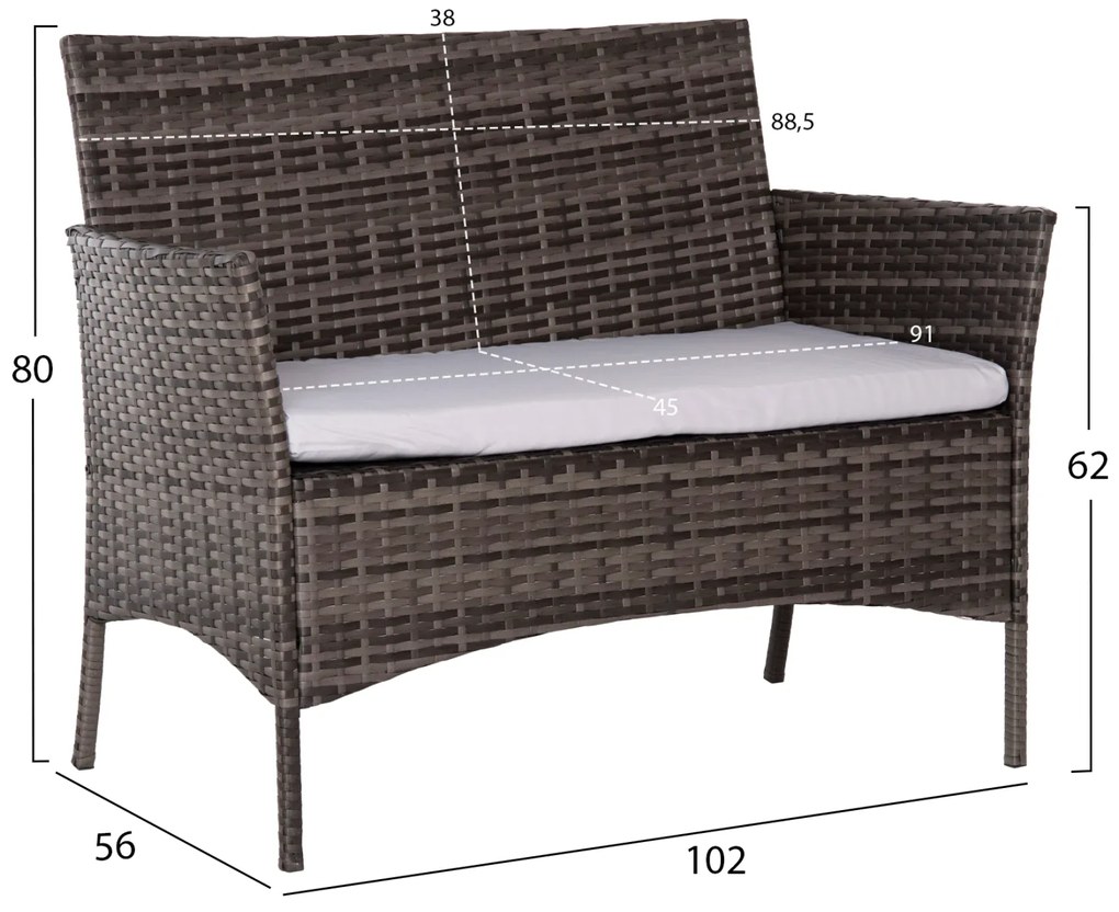 ΣΕΤ ΣΑΛΟΝΙ 4ΤΜΧ STASIA HM6089.02 ΣΥΝΘ.RATTAN ΓΚΡΙ-ΜΠΕΖ ΜΑΞΙΛΑΡΙΑ