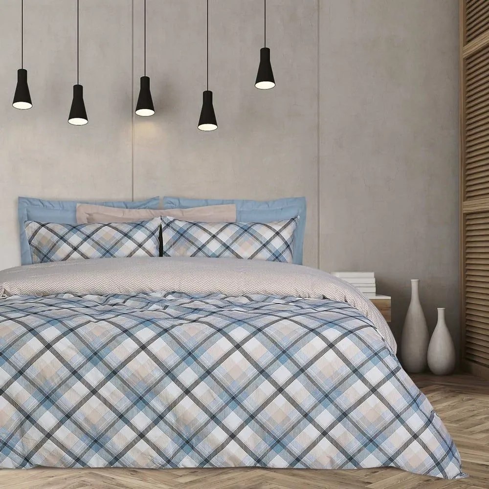 Σεντόνια 9616 Happy Flannel (Σετ 3τμχ) Blue-Beige-Grey Das Home Μονό 170x260cm 100% Βαμβακερή Φανέλα