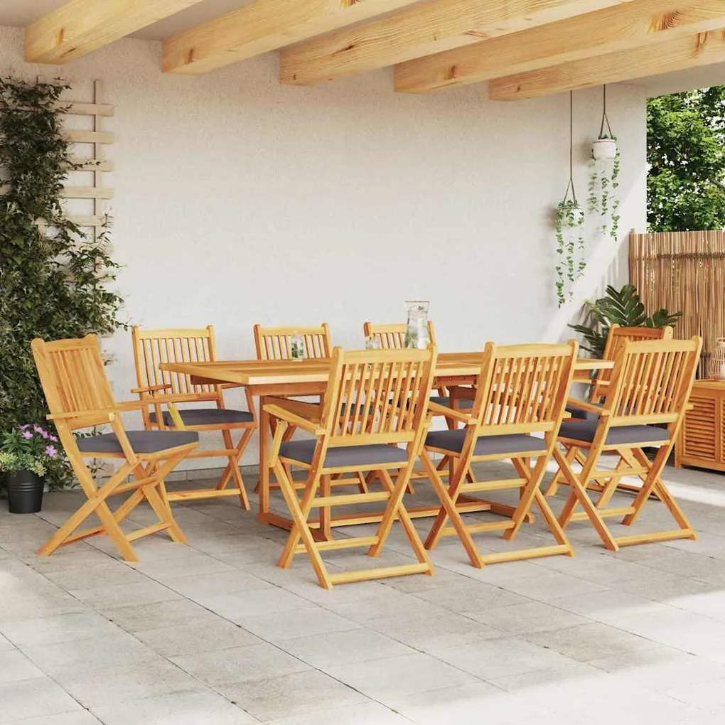 vidaXL Πτυσσόμενη Καρέκλα με μαξιλάρι 8 pcs Γκρι 49 x 57.5 x 92εκ