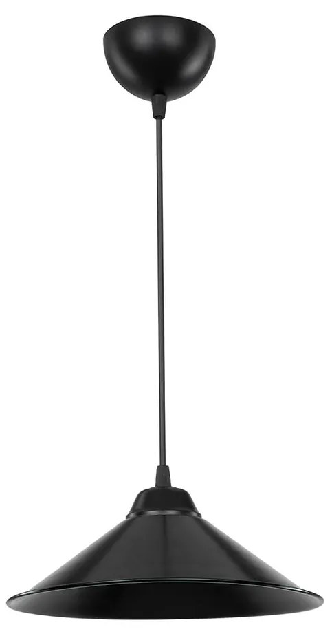 GloboStar® FERRO 203-0084 Μοντέρνο Κρεμαστό Φωτιστικό Καμπάνα Μονόφωτο 1 x E27 IP20 Μαύρο Πλαστικό - Μ30 x Π30 x Υ90cm