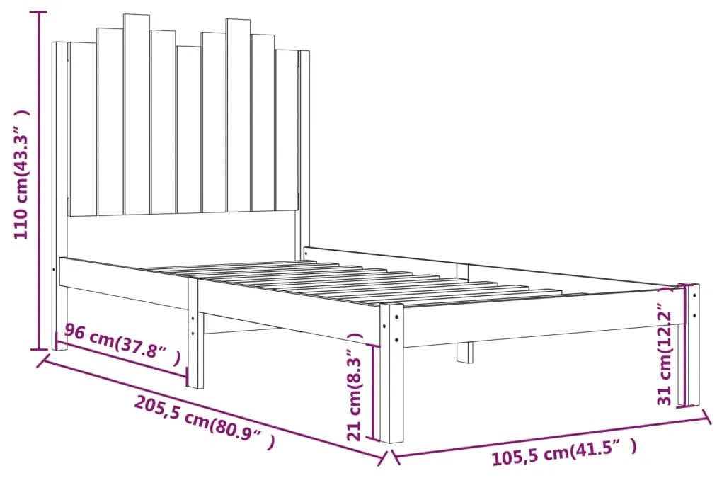 vidaXL Πλαίσιο Κρεβατιού 100 x 200 εκ. από Μασίφ Ξύλο Πεύκου