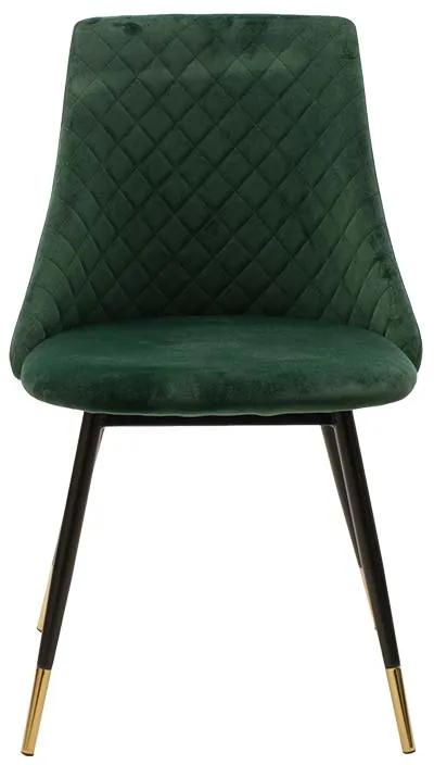 Καρέκλα Giselle pakoworld βελούδο σκούρο πράσινο-μαύρο χρυσό πόδι - Βελούδο - 096-000012