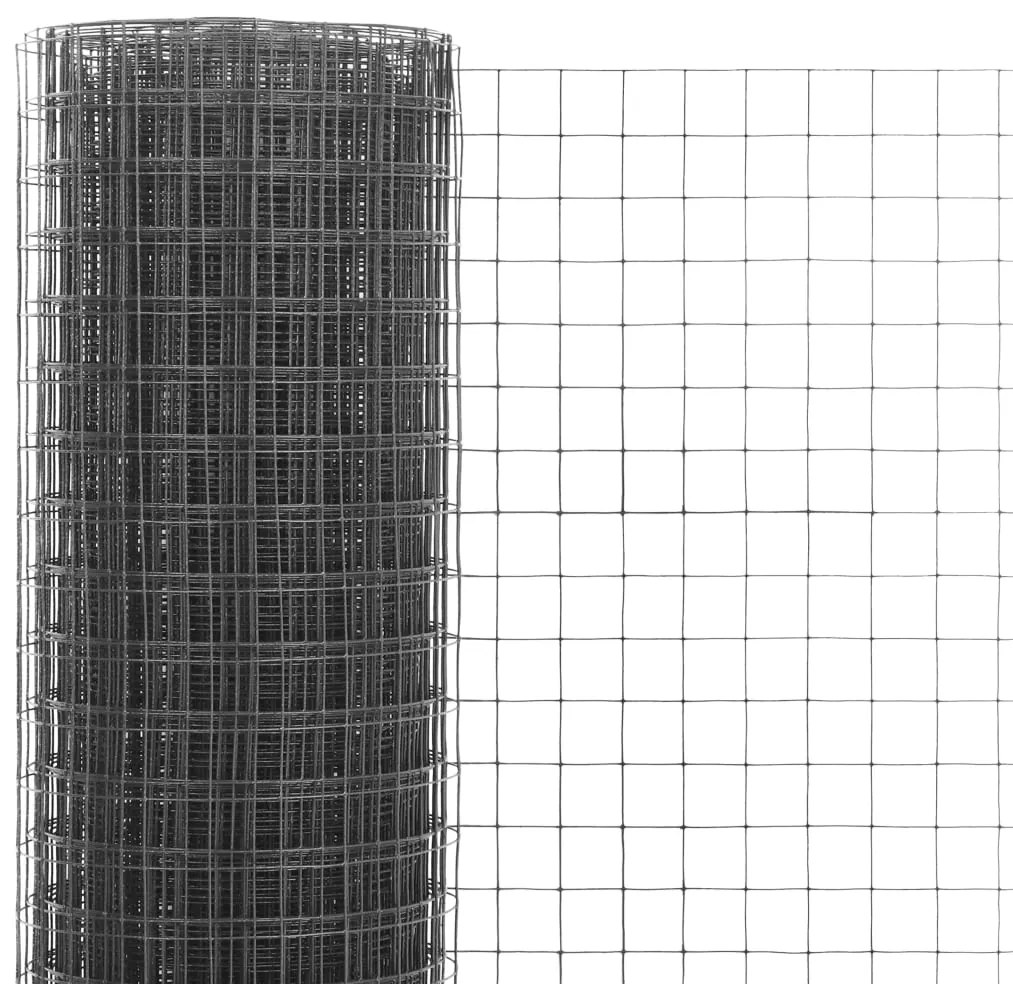 vidaXL Συρματόπλεγμα Κοτετσόσυρμα Γκρι 10x0,5 μ. Ατσάλι Επικάλ. PVC