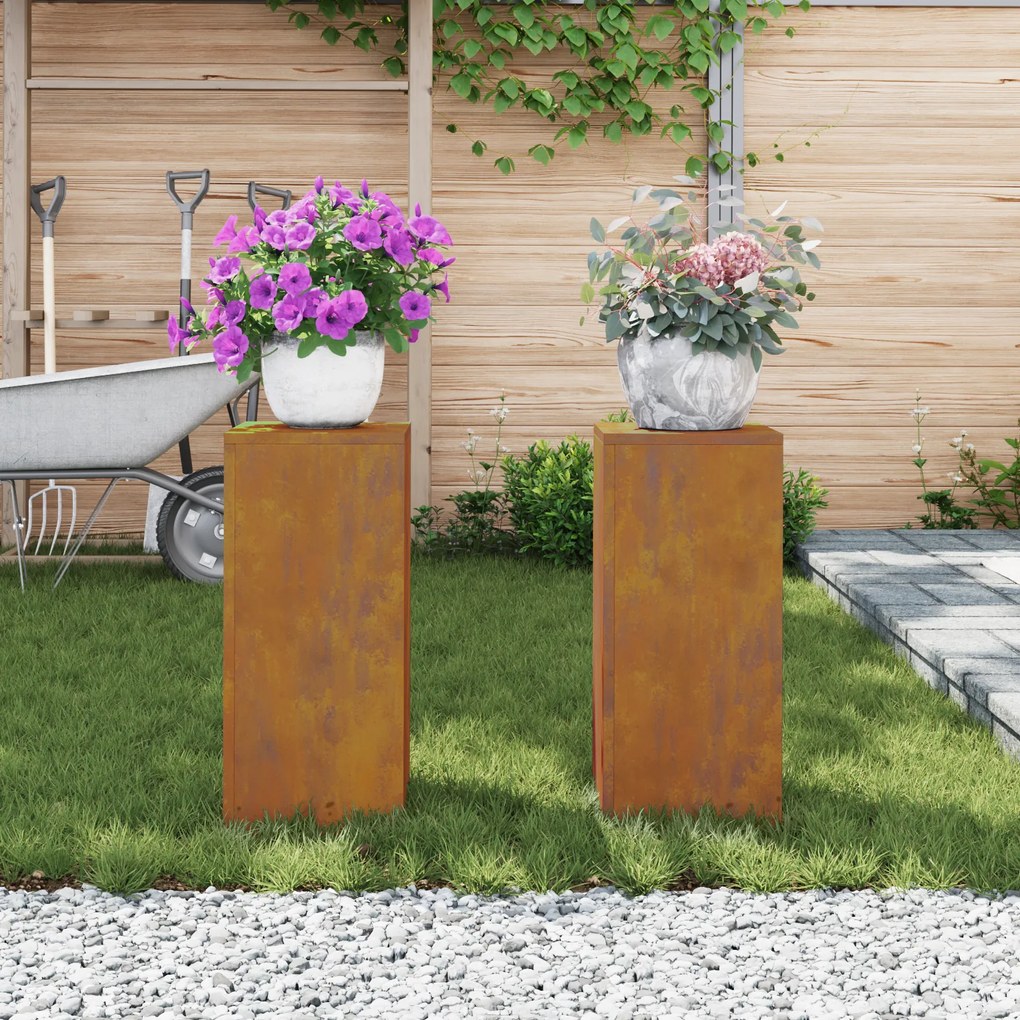 vidaXL Φυτείες  Pillar, 2 τεμάχια, 24x24x55 εκ. από ανθεκτικό ατσάλι