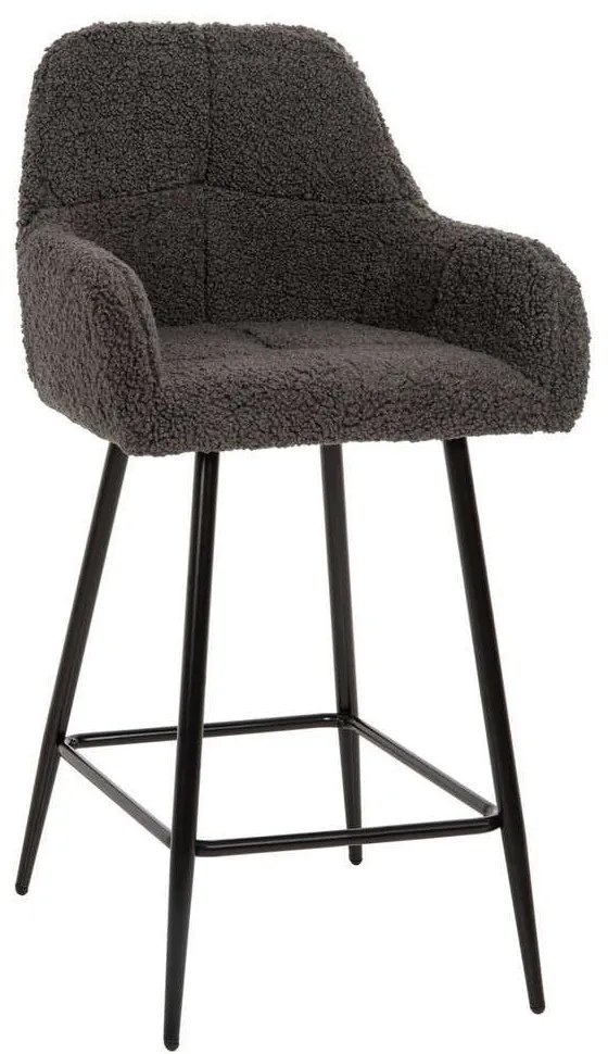 Σκαμπό Μπαρ Strike HM8592.01 Μεσαίου Ύψους 50x50x94,5cm Με Ύφασμα Teddy Grey Metal, Fabric