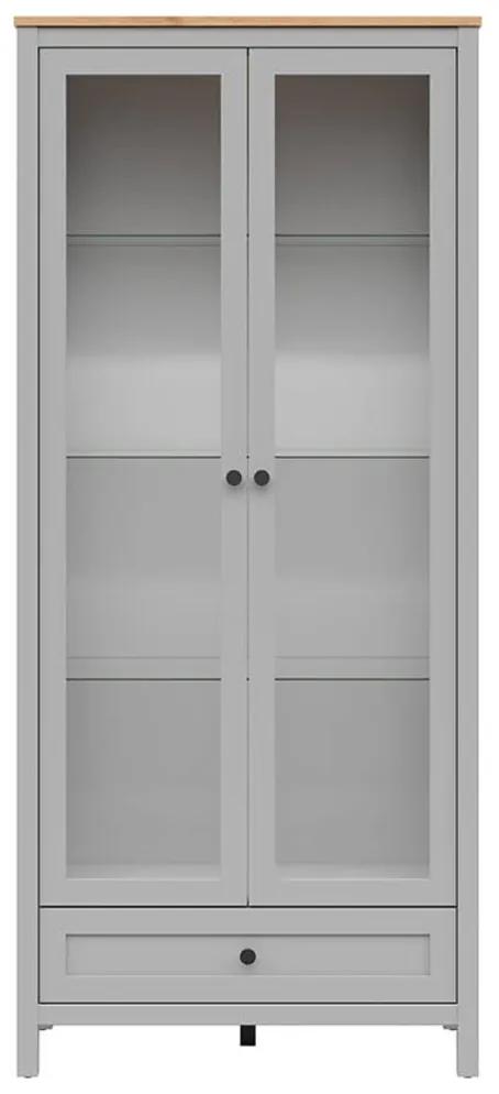 Βιτρίνα Boston DZ108, Ανοιχτό χρώμα ξύλου, Γκρι, Με συρτάρια, Με πόρτες, 203x90x41cm, 68 kg | Epipla1.gr