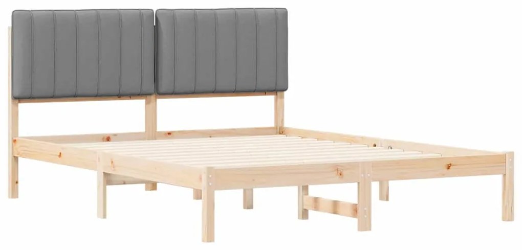 vidaXL Σκελετός Κρεβατιού με Επενδεδυμένο Κεφαλάρι Ανοιχτό γκρι
