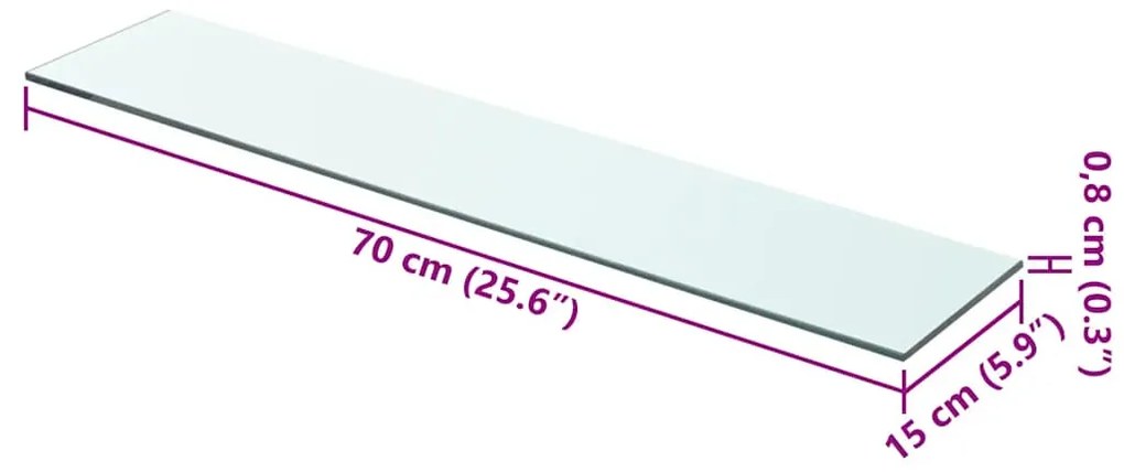 vidaXL Ράφι Πάνελ Διάφανο 70 x 15 εκ. Γυάλινο