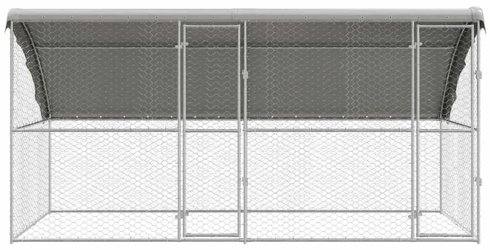 vidaXL Κλουβί Σκύλου με αποθήκευση 2 pcs Ασημί 4 x 2 x 2 m Ατσάλι