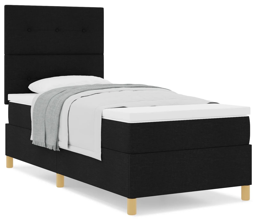 vidaXL ΚαBed με Μοχλό και Στρώμα Μαύρο 80x200 εκ. Υφάσματος