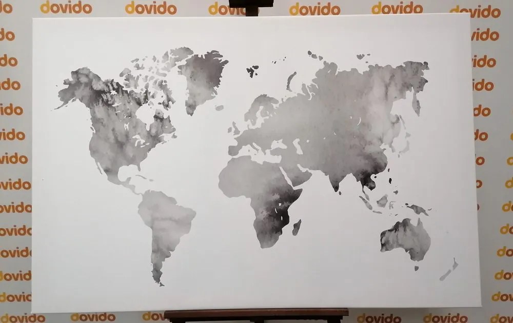 Εικόνα του παγκόσμιου χάρτη σε ασπρόμαυρη ακουαρέλα