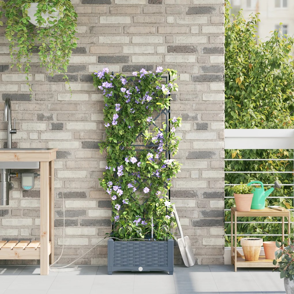 vidaXL Γλάστρες Κήπου 1 τεμ Ανοιχτό γκρι 40 x 40 x 126 cm Πλαστικό