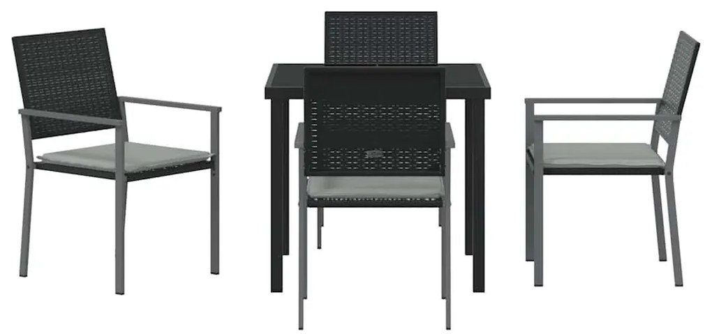 vidaXL Σέτ φαγητού για κήπο 5 pcs Μαύρο και Ανοιχτό Γκρι Ράτα PE