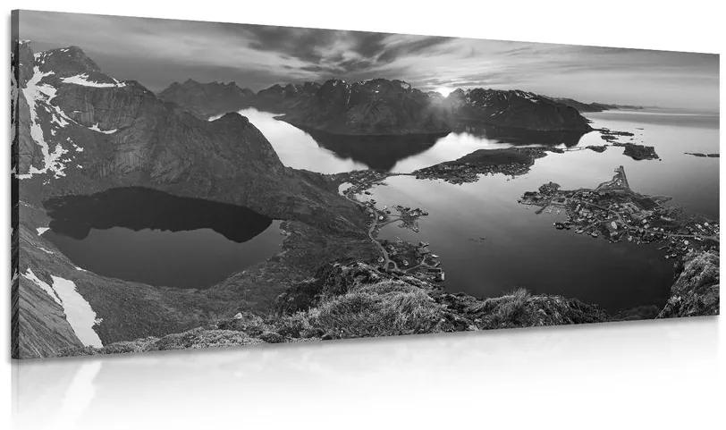 Εικόνα μαγευτικό πανόραμα βουνού σε ασπρόμαυρο - 100x50