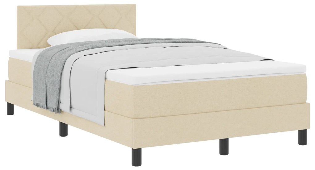 vidaXL Κρεβάτι Box Spring με Στρώμα Κρέμα 120x200 εκ Ύφασμα