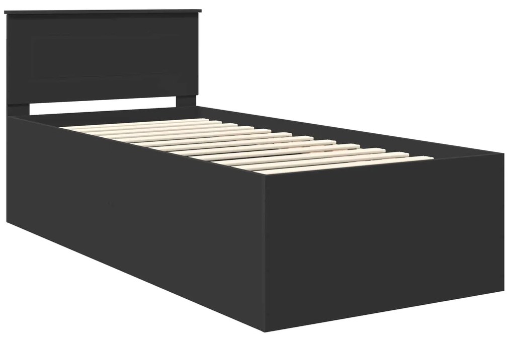 vidaXL Σκελετός Κρεβατιού Μαύρο 90 x 190 cm Επεξεργασμένο ξύλο