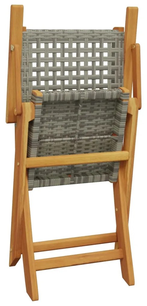 vidaXL Σετ Επίπλων Bistro 3 Τεμαχίων Γκρι Ρατάν/Μασίφ Ξύλο